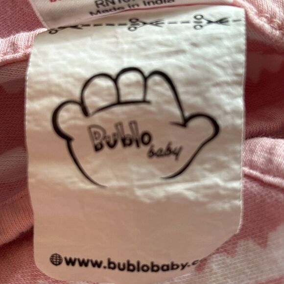 Bublo Baby Girl Sz SM/MED 0-3M Pink White Swaddle 100% Cotton Zippered Foot - Picture 6 of 7